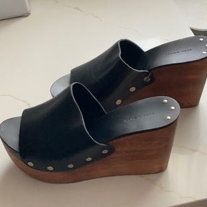 Zara Women European Size 38 Black High heel platform wedges with studs on sides